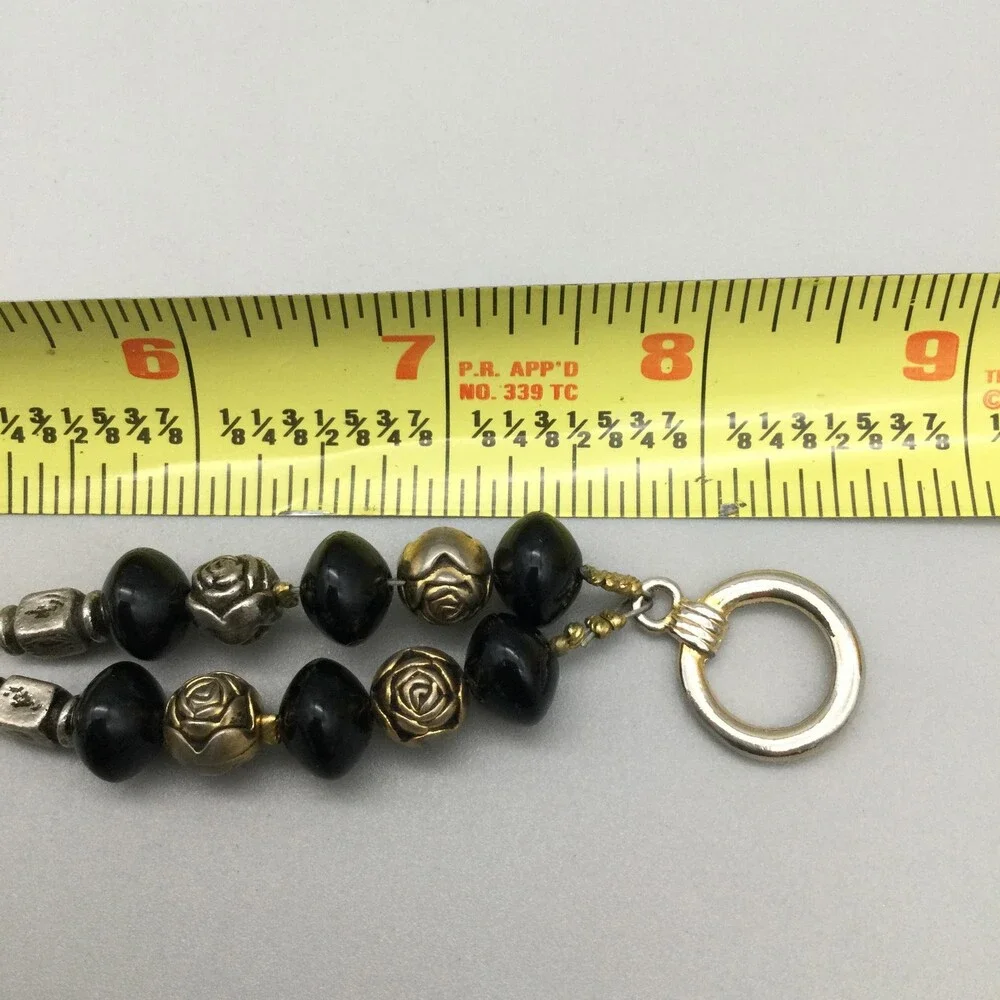 Express Womens Watch 27mm GMOP Abalone Black Bead Bracelet New Battery 8